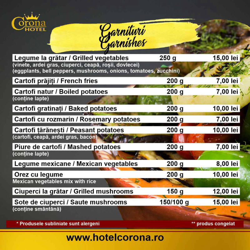 Meniu Restaurant Corona Drobeta Turnu Severin