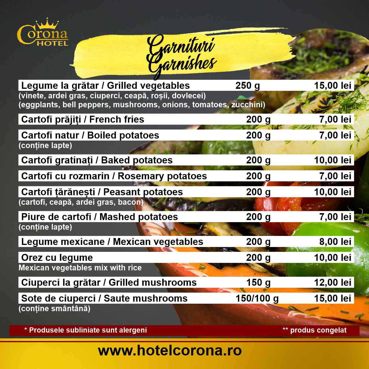 Meniu Restaurant Corona Drobeta Turnu Severin