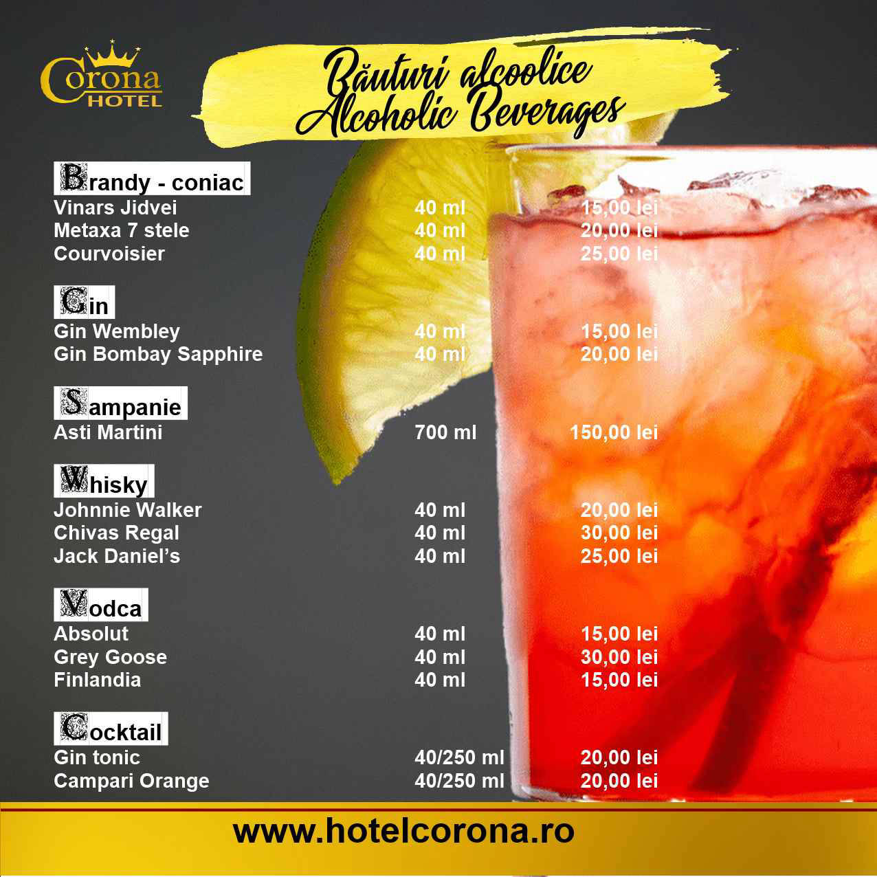 Meniu Restaurant Corona Drobeta Turnu Severin