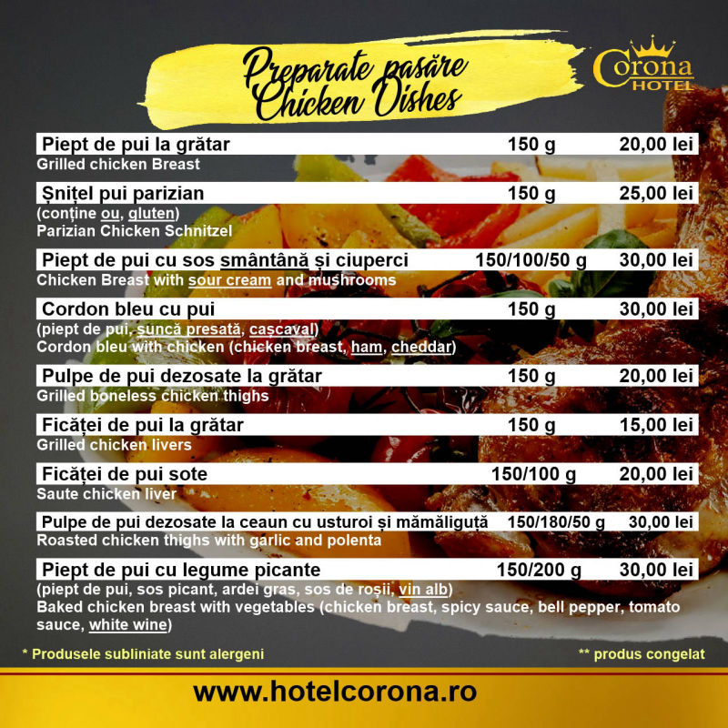 Meniu Restaurant Corona Drobeta Turnu Severin