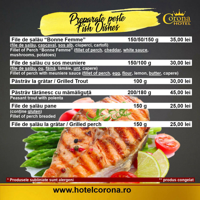 Meniu Restaurant Corona Drobeta Turnu Severin