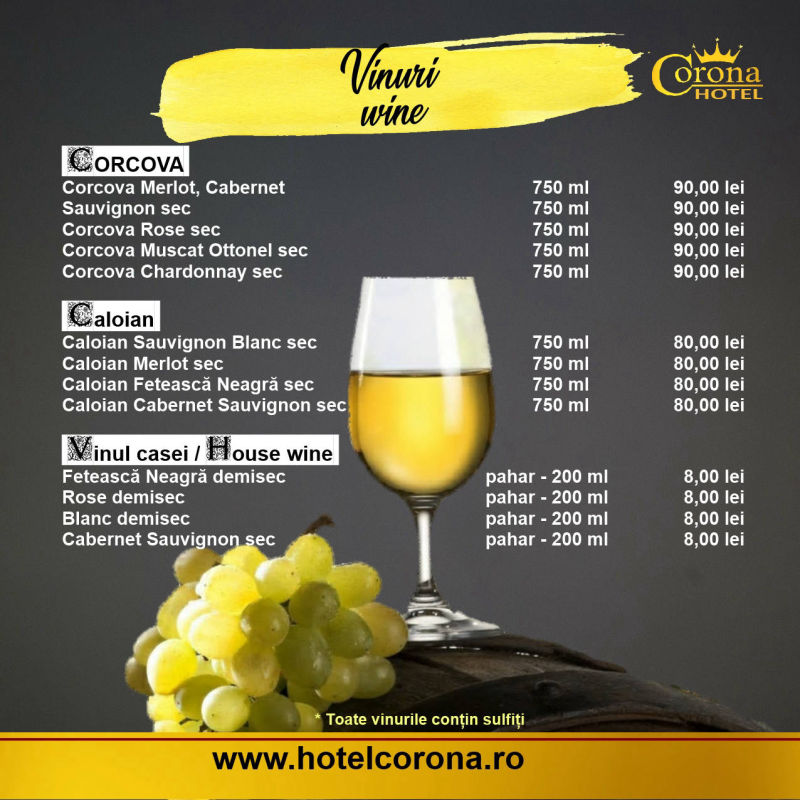 Meniu Restaurant Corona Drobeta Turnu Severin